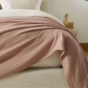 West Elm Dreamy Gauze Cotton Blanket light terracotta